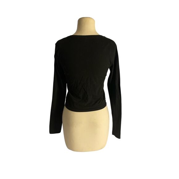 Minimalist Y2K Streetwear Black Long Sleeve Crop Top H&M Basic Women’s Medium - Picture 5 of 5